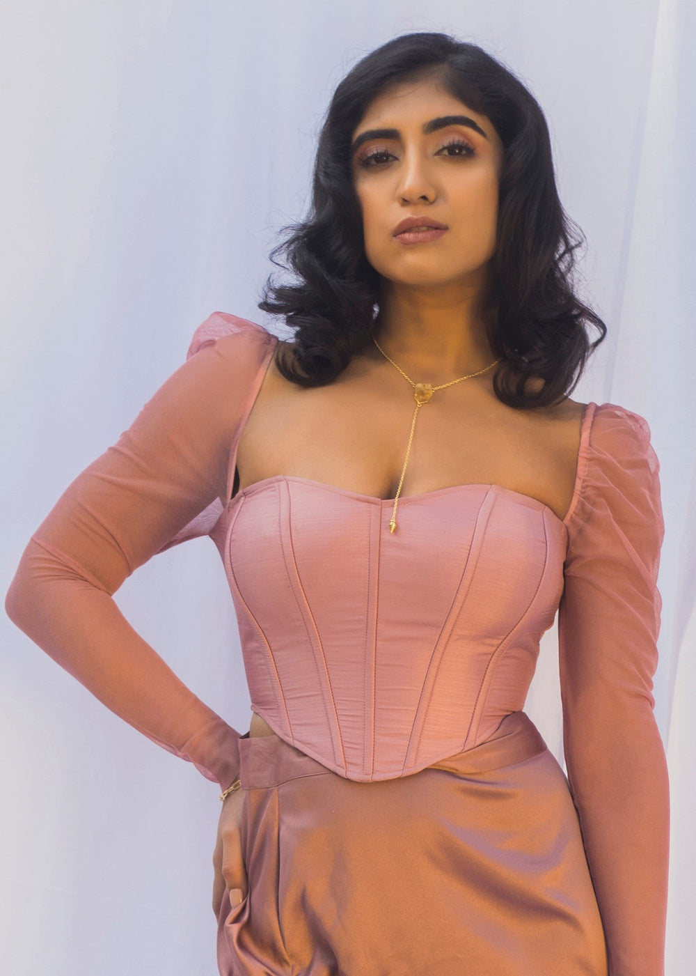 Carla Mauve Silk Corset Top
