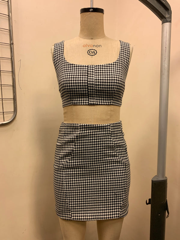 Caroline Tweed Coord Set Fit Sample featuring a classic tweed fabric in a coordinated top and skirt set