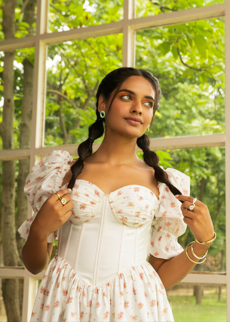 Estelle Floral Cotton Corset Mini Dress CL – Lea Clothing Co
