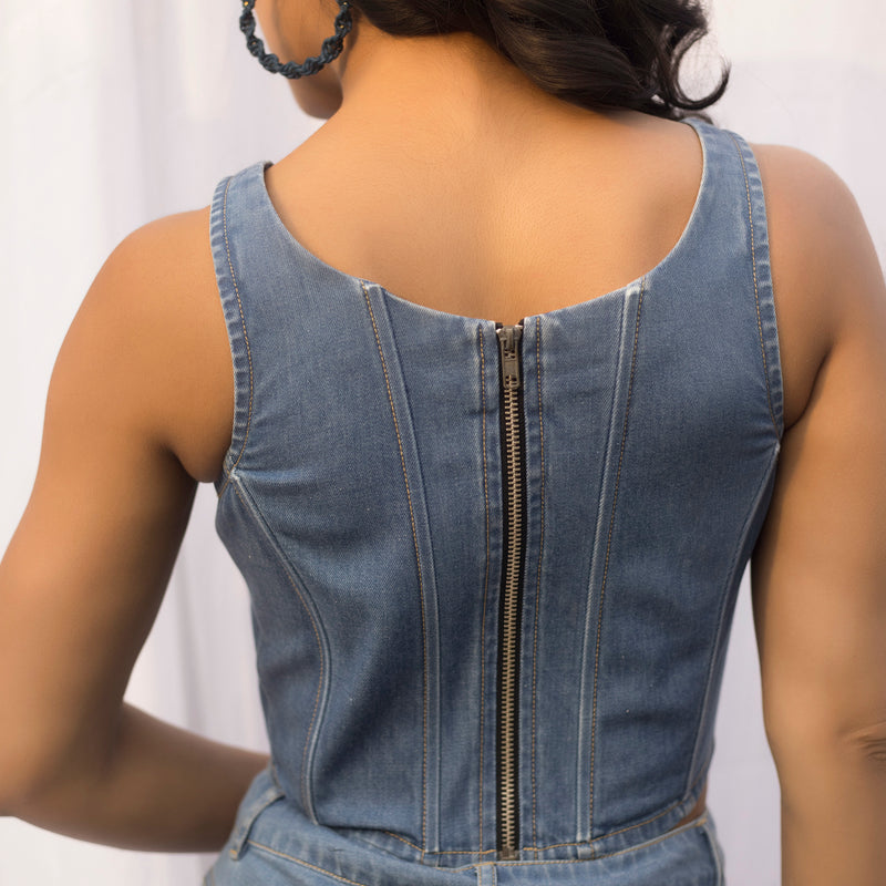 Fiona Denim Corset Top
