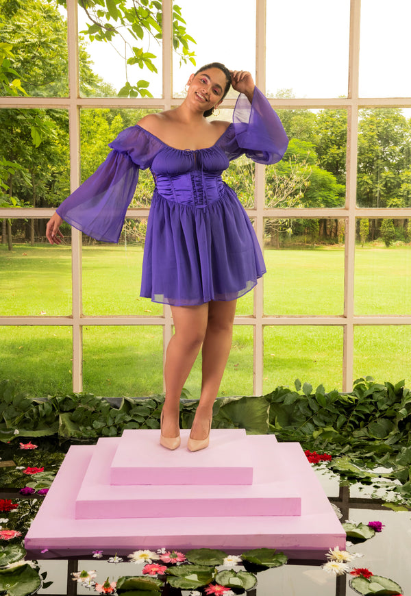  Violet Chiffon Corset Dress