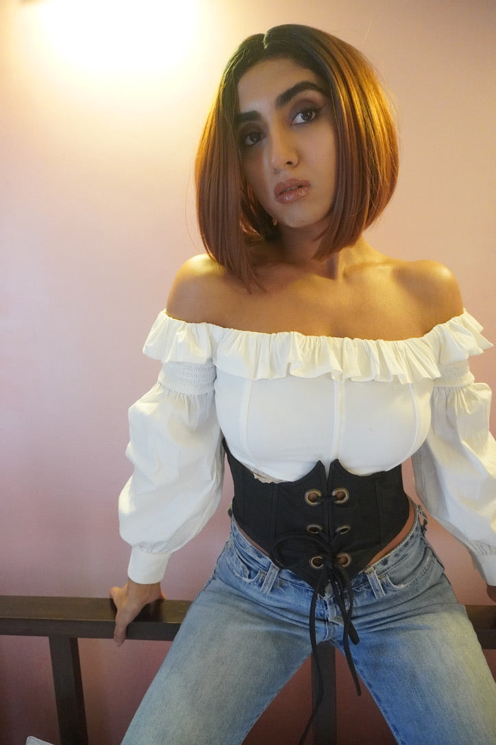 Giselle White Frill Corset Top
