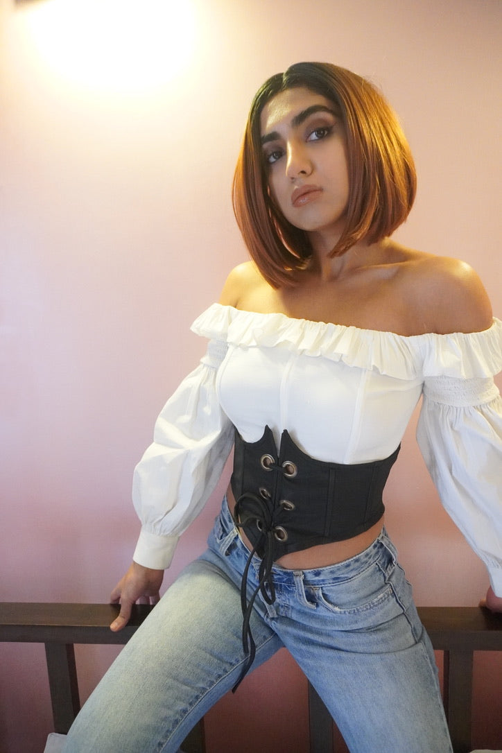 Giselle White Frill Corset Top
