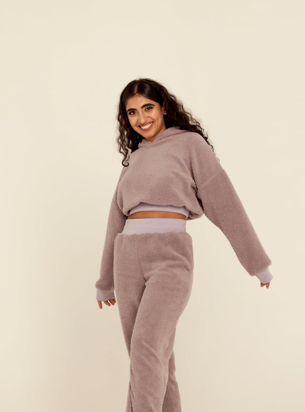 Lucy Lavender Teddy Cropped Sweatshirt
