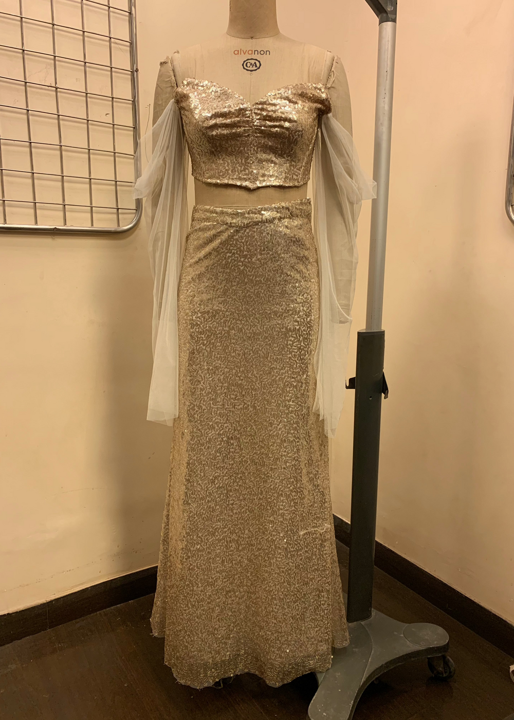 Shop Gold Embroidered Mermaid Lehenga Set Fit Sample