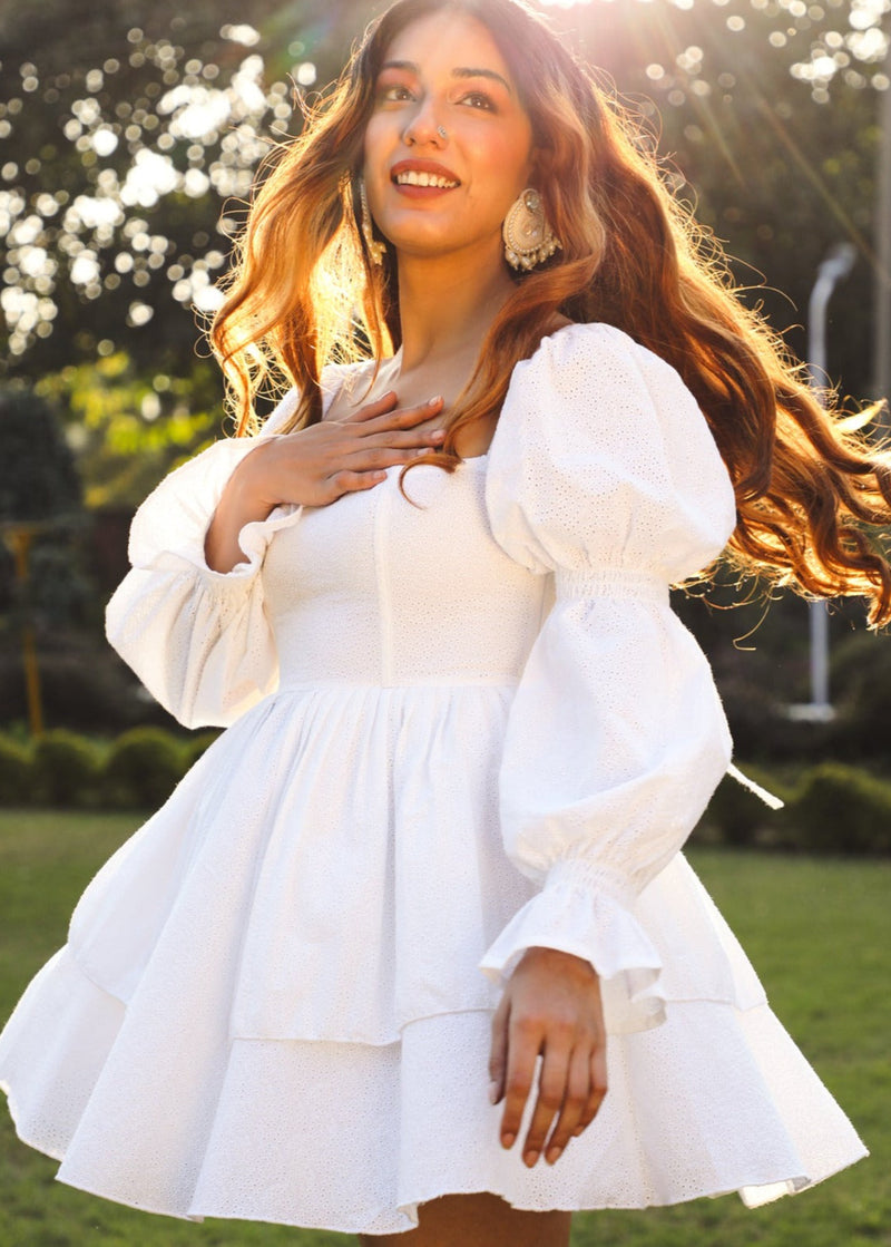 Buy Puff White Dress Online In India – Lea Clothing Co