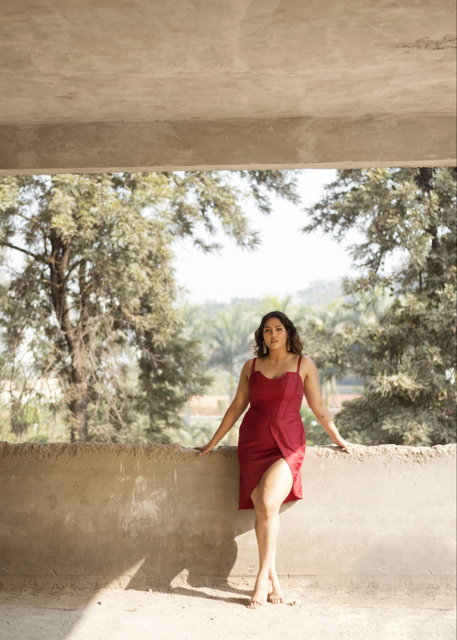 Rachel Burgundy Silk Satin Corset Dress with Asymmetric Hem - Lea Clothing Co.
