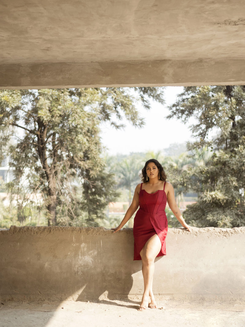 Red silk dress