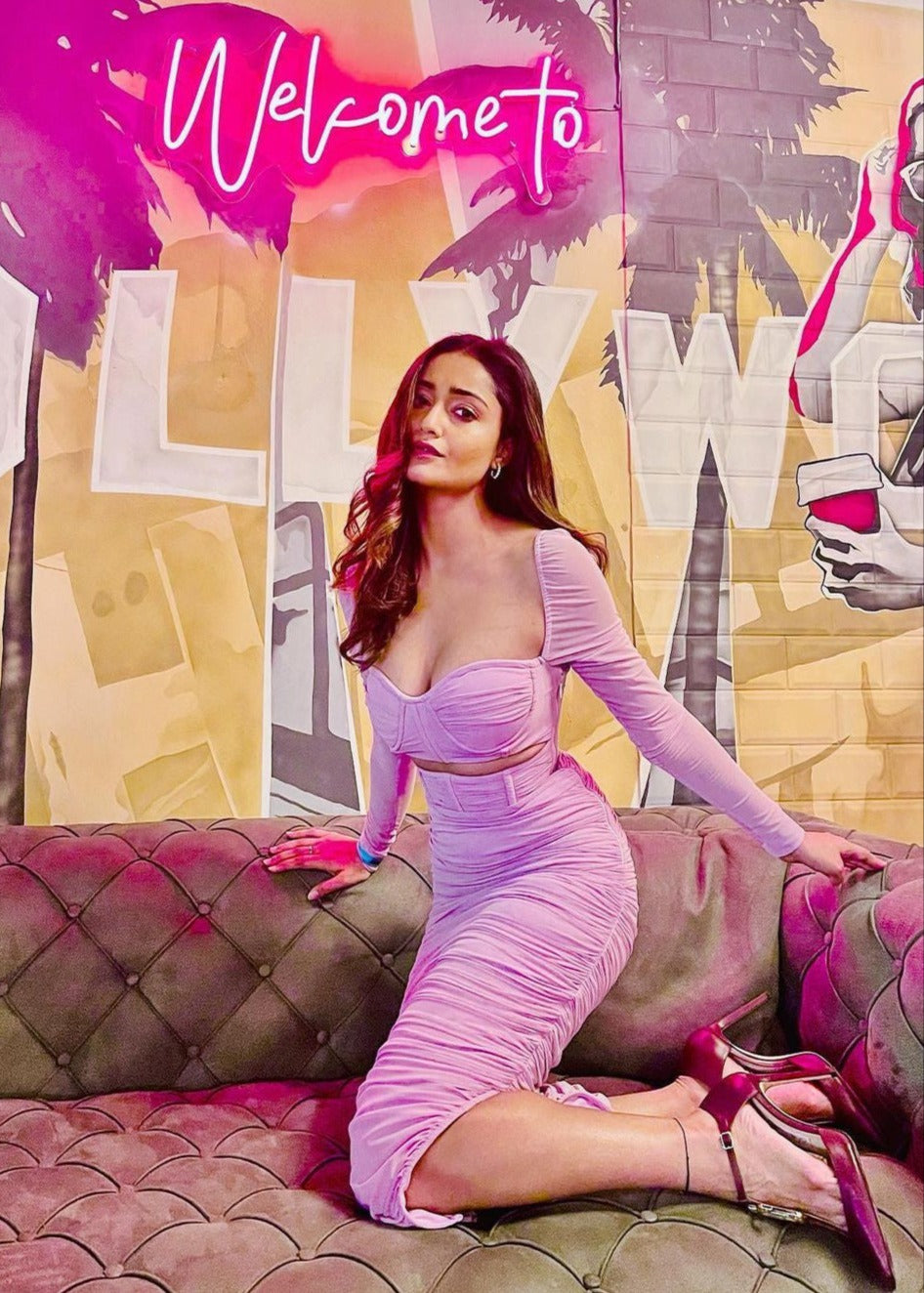 Pink ruched dress