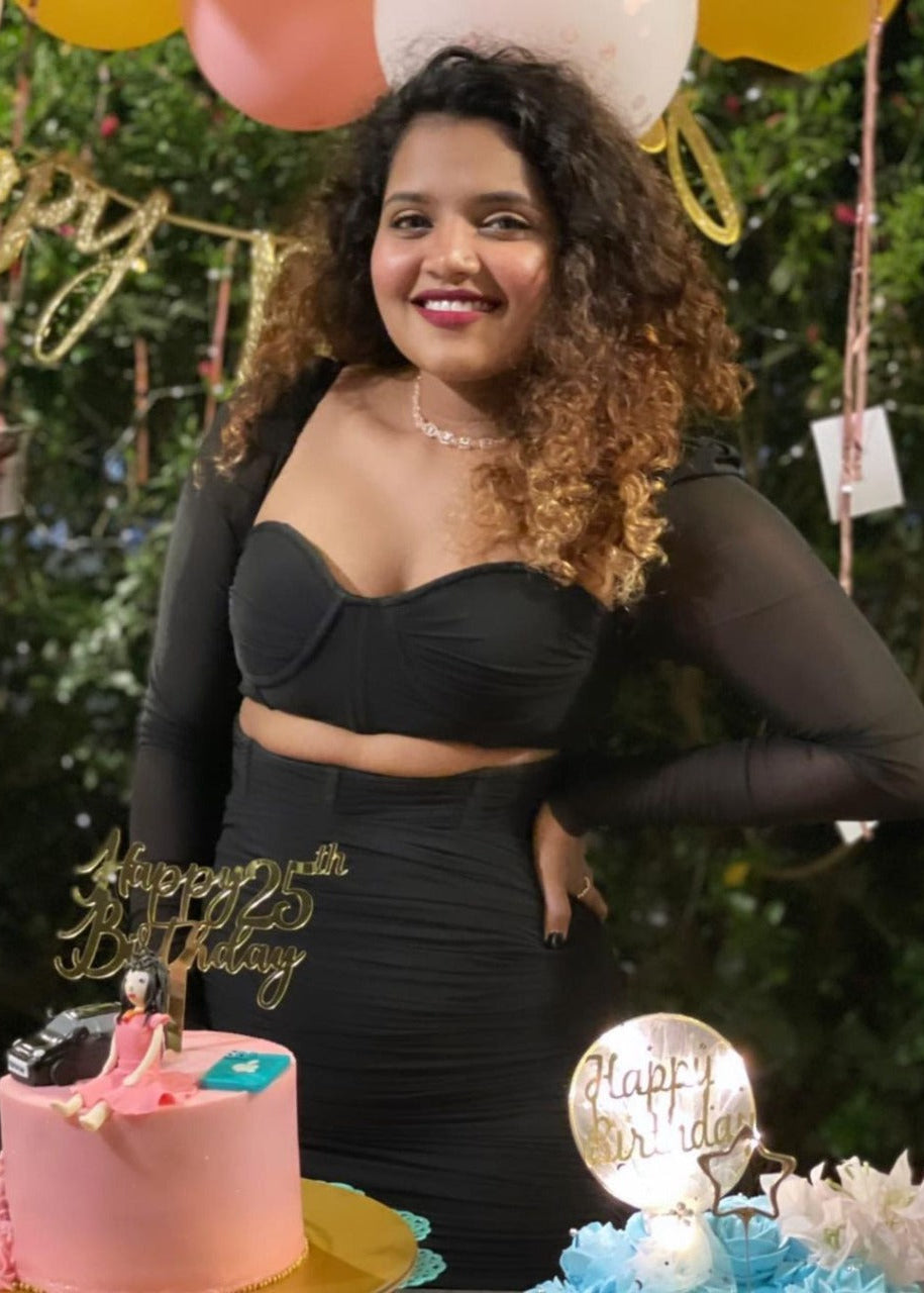 Black ruched dress