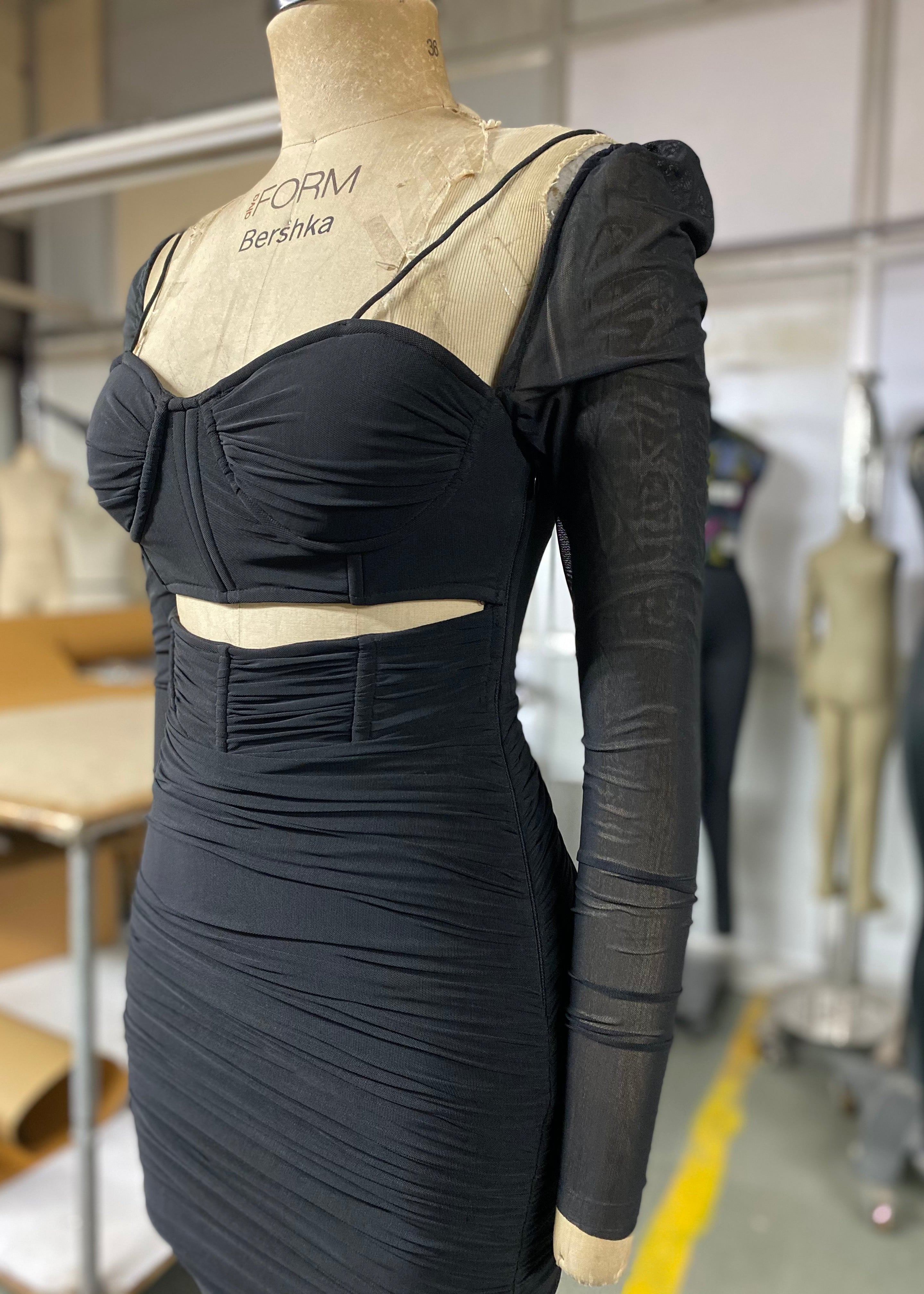 Black ruched dress