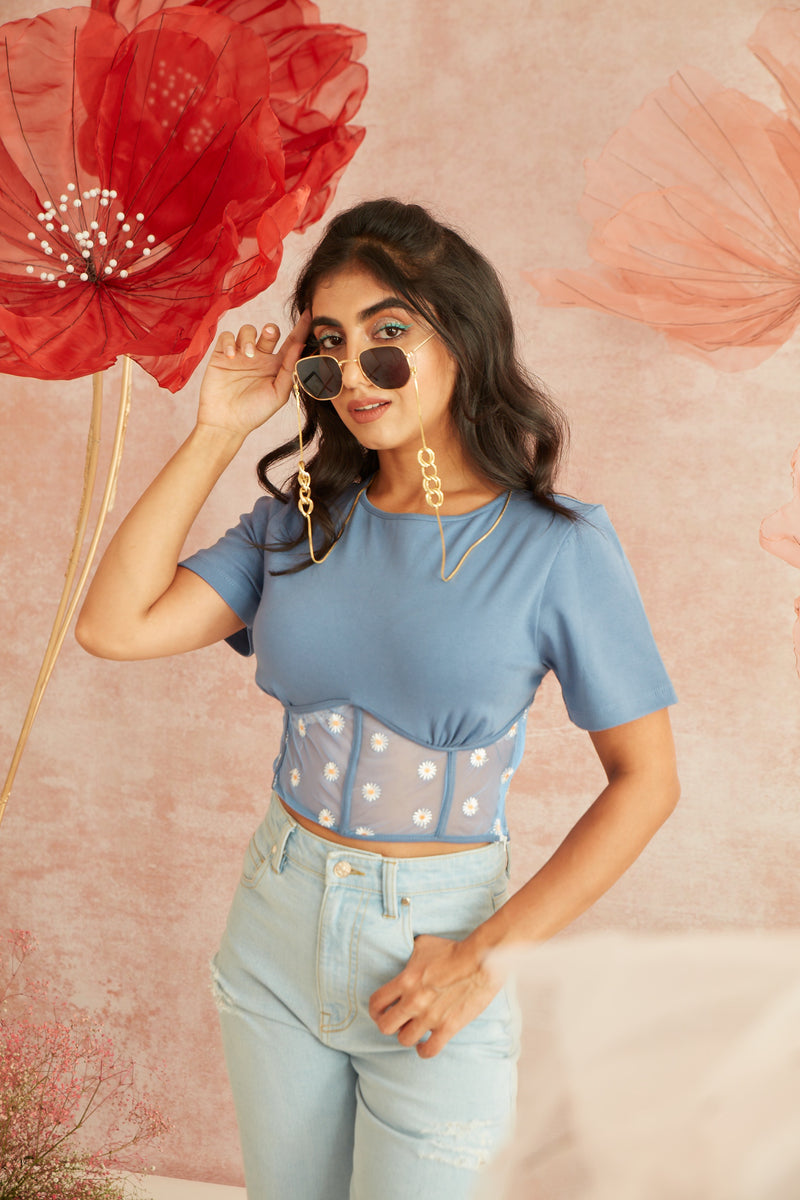 Twyla Daisy Mesh Corset Tee
