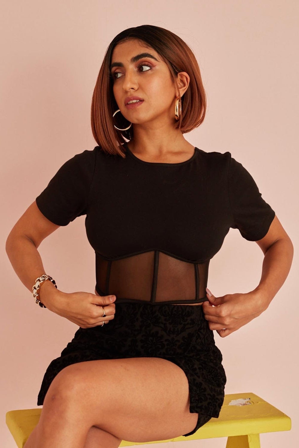 Twyla Mesh Corset T-Shirt
